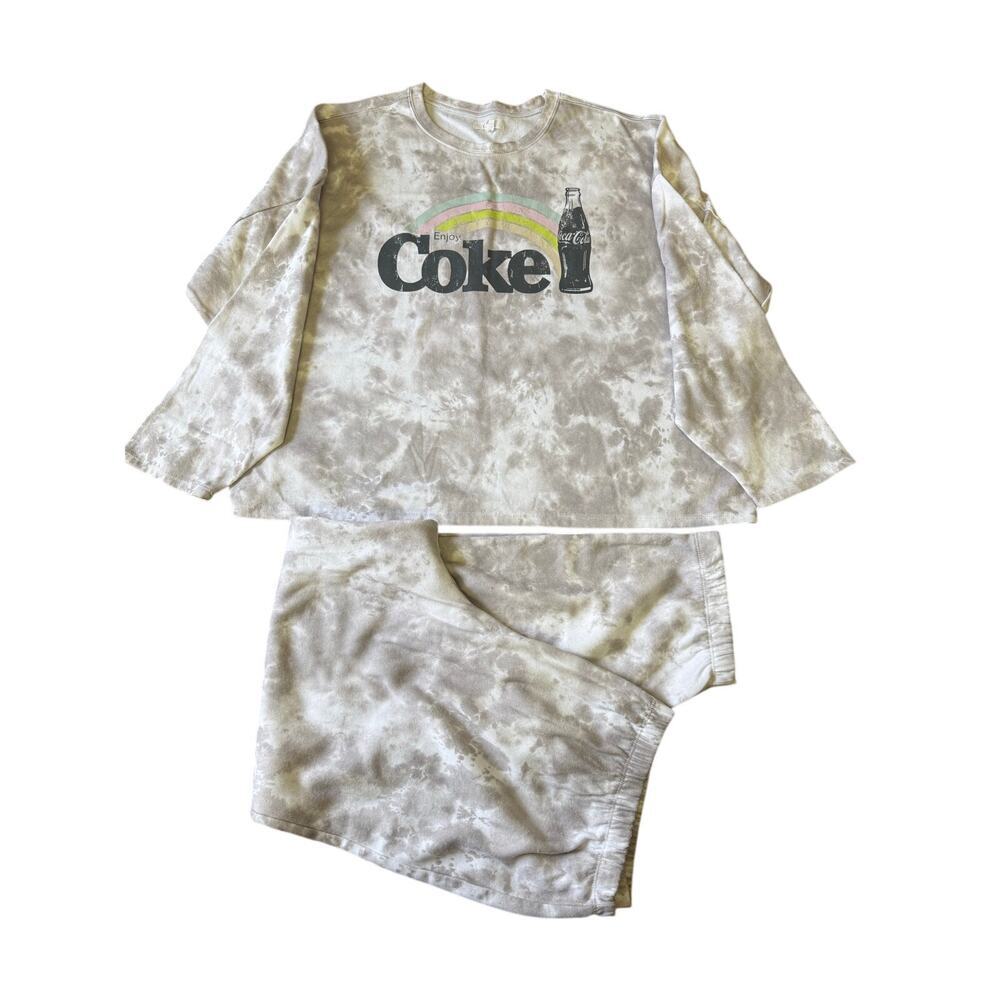 Coca-Cola Pastel Rainbow Tie Dye Lounge Set XXL Retro Sweatshirt Joggers”